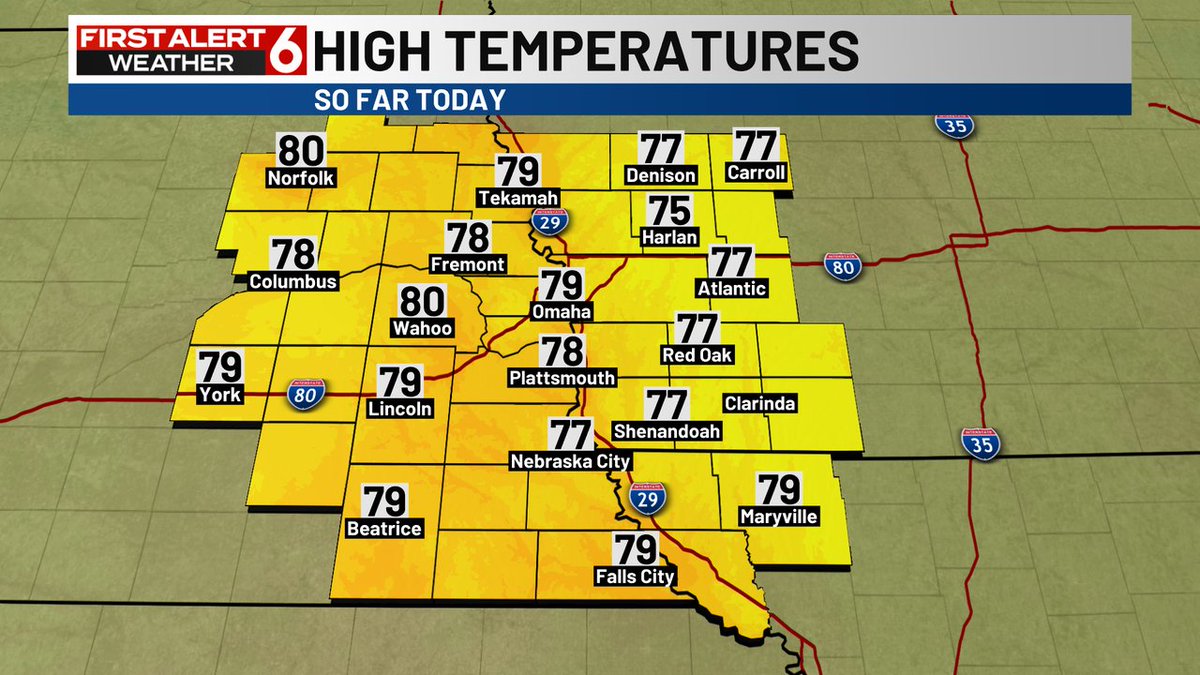 RustyLord's tweet photo. Here's a look at the high temperatures across our area from earlier today. https://t.co/5qwR0zv1P2