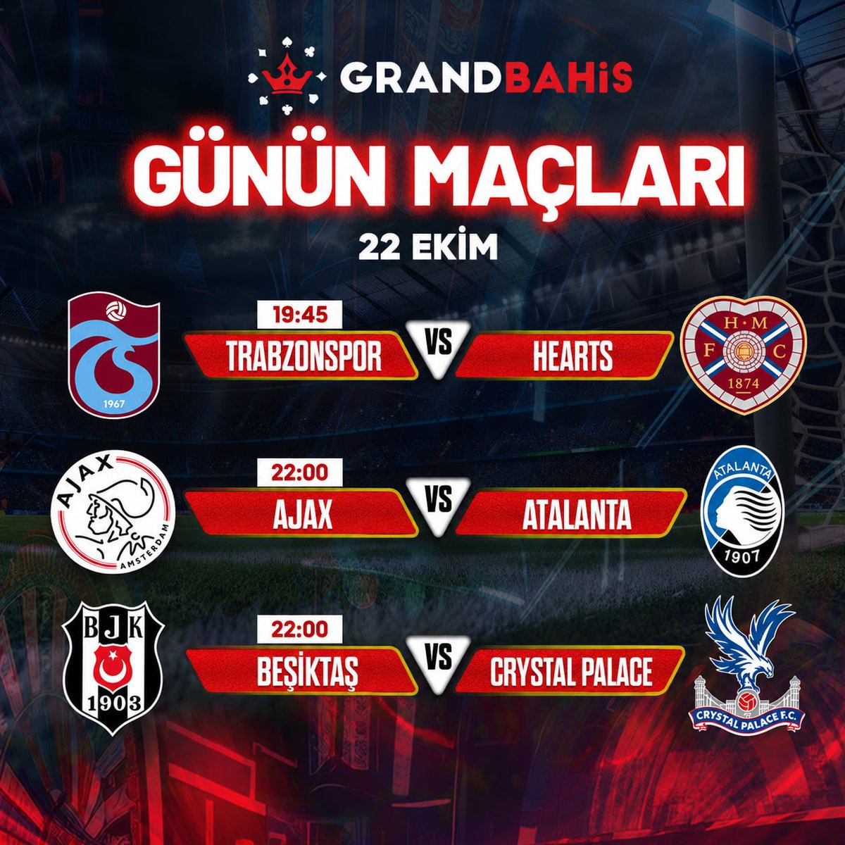 grandresmix's tweet photo. #GRANDBAHİS 22 EKİM GÜNÜN MAÇLARI

 Hemen katıl, Kazancını artır! 

📲 https://t.co/iNzzG1MEcD

🌟 Sosyal Hesaplarımızı Takip Et

#gününmaçları #GrandBahis https://t.co/QT5gBiA3IP