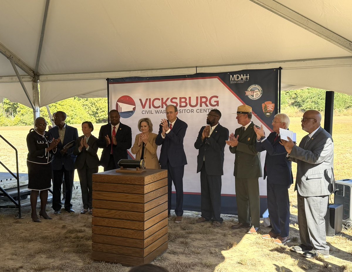 SenatorWicker's tweet photo. Today, I joined several state leaders in breaking ground on an interactive visitor center at Vicksburg National Military Park. Over the past year, Mississippi’s congressional delegation worked together to pass a law that gave the state and its private partners new tools to bring the story of Vicksburg to life. This center will help Mississippi remember, relive, and learn from the past.