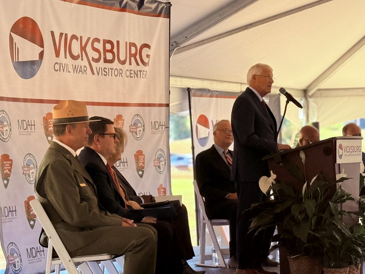 SenatorWicker's tweet photo. Today, I joined several state leaders in breaking ground on an interactive visitor center at Vicksburg National Military Park. Over the past year, Mississippi’s congressional delegation worked together to pass a law that gave the state and its private partners new tools to bring the story of Vicksburg to life. This center will help Mississippi remember, relive, and learn from the past.