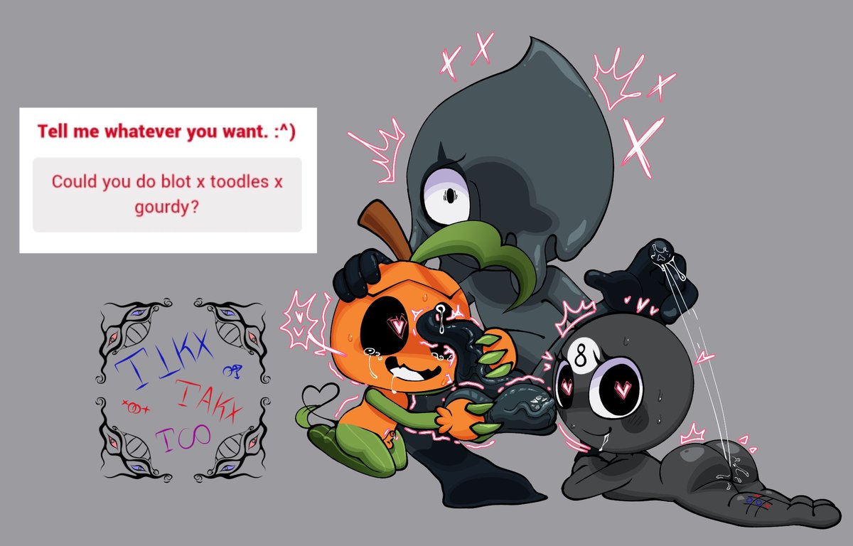 MyGoatPlushie's tweet photo. [TIKXTAKXTOO Old Post]
Gourdy x Blot x Toodles.
The fucking idiot degenerate was caught. LMAO. #DEADTOONS https://t.co/wA4q5hrVzY