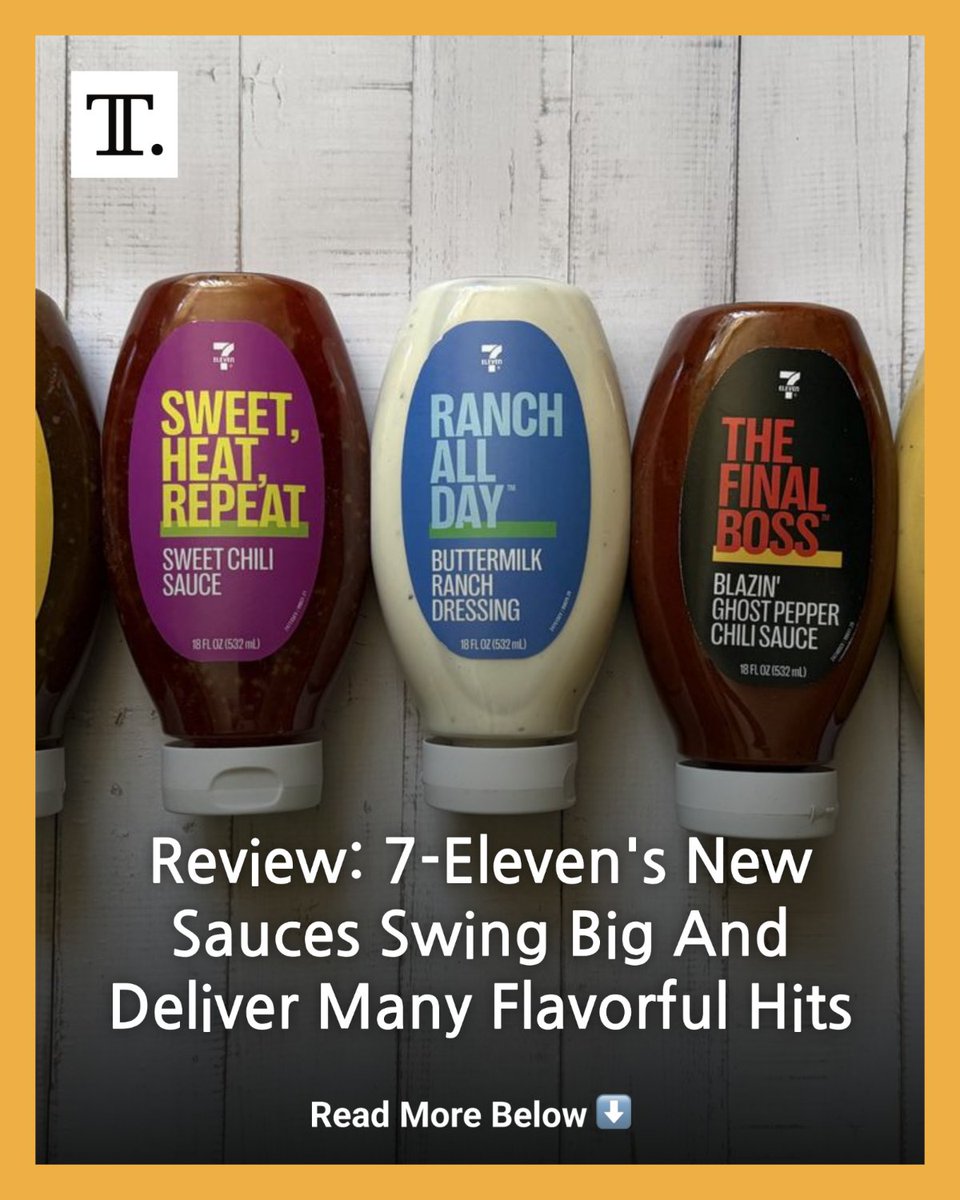 TastingTable's tweet photo. 7-Eleven is bringing something "BiG" to its condiment offerings: eight new sauces. We tried them with 7-Eleven food offerings; here are our thoughts. https://t.co/TsWT1f4nhY