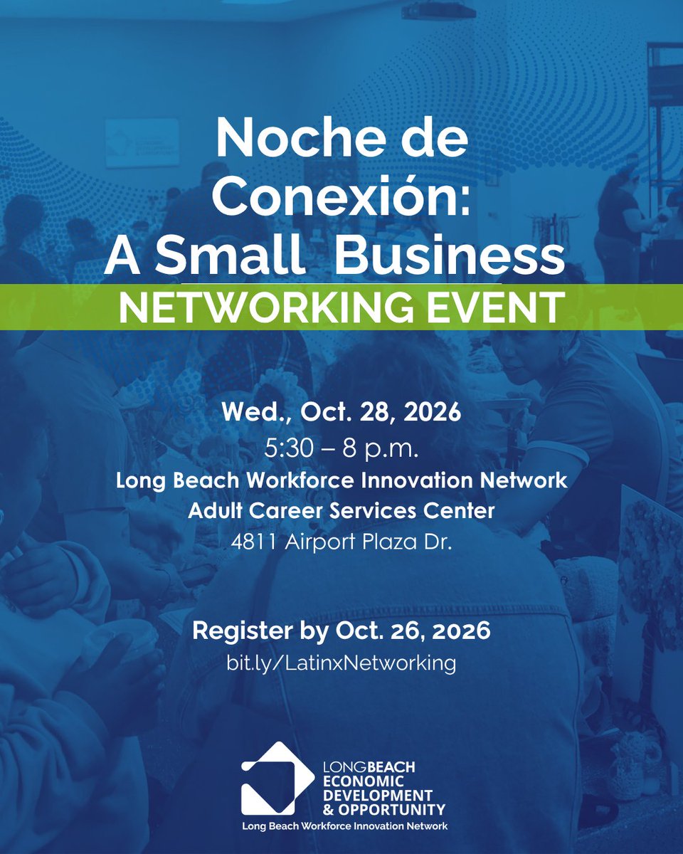 LBEconDev's tweet photo. Calling all Long Beach entrepreneurs! Are you looking to connect with fellow Long Beach City business owners? If so, you won’t want to miss Noche de Conexión: A Small Business Networking Event! 🎉 https://t.co/sXsaadBm52
