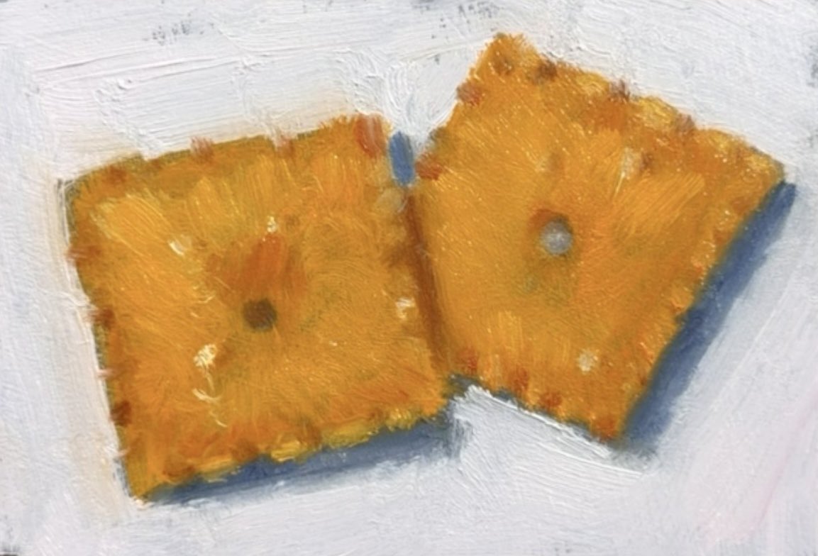 NoahVerrier's tweet photo. My oil painting of  Cheez-It’s https://t.co/rOVNLnogna