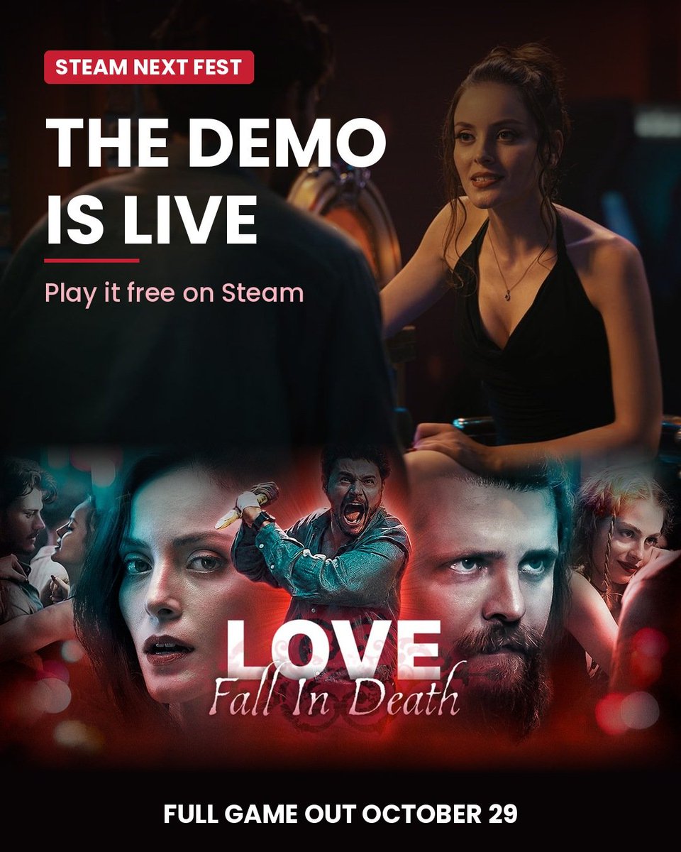 SeanMadson's tweet photo. 🎮DEMO RELEASE🎮

The demo for Love: Fall in Death from @Snr_Interactive is now live for Steam Next Fest, with the full game dropping on 10/29! If you miss the Sega CD era of FMV games like I do, you should check it out! https://t.co/KL6hnM4usq