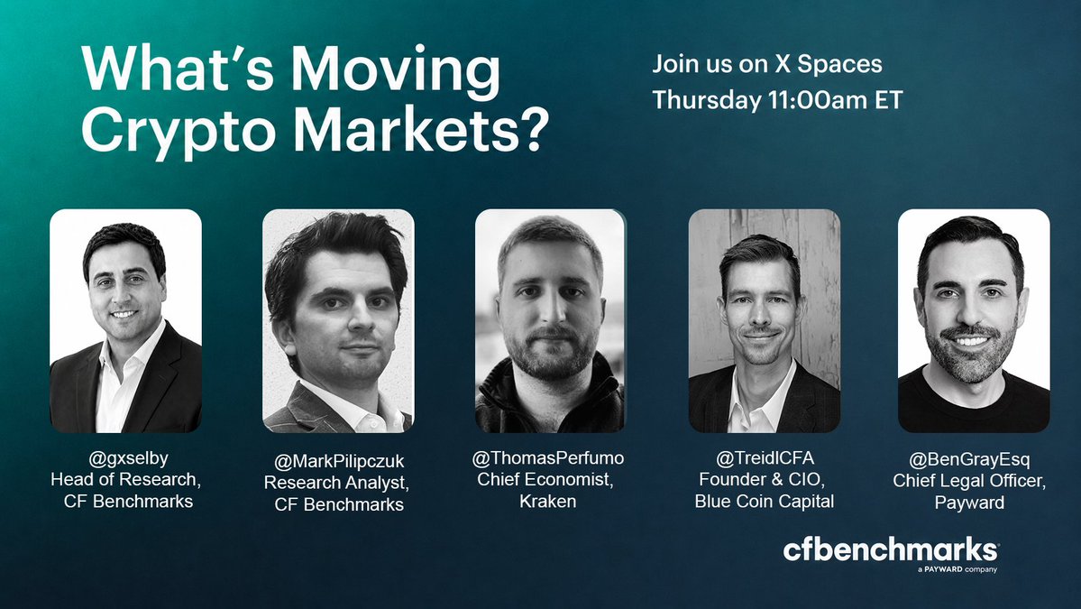 CFBenchmarks's tweet photo. Join us tomorrow at 11am ET for our weekly space. 

This week we'll be joined by @BenGrayEsq, Payward's Cheif Legal Officer, to discuss the regulatory landscape. We also have @TreidlCFA  joining to discuss his recent research on the VVV token. 

Set a reminder below 👇
https://t.co/bcgX1EliYi