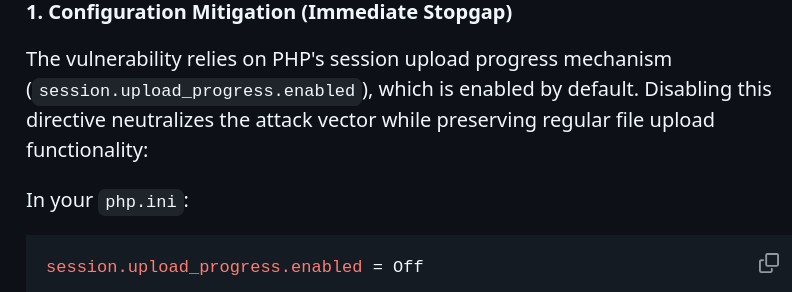 risiyanto's tweet photo. Akhirnya cari info huru-hara php2shell ini, dan sederhana workaround-nya.
 session.upload_progress.enabled = Off
Dan di webhosting, aku cek defaultnya sudah off. 
#php2shell https://t.co/mnc6QBlSxC
