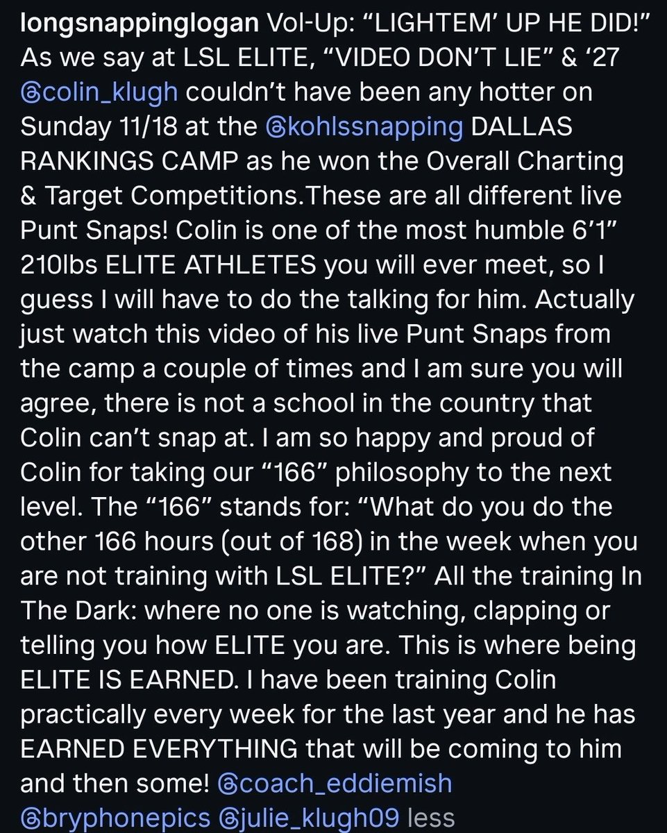ColinKlugh's tweet photo. Here are my Live Punt Snaps from Sunday, 10/18, at the KOHL'S Fall Rankings Camp in Dallas, Texas. 
👇 https://t.co/KoiywBVv58