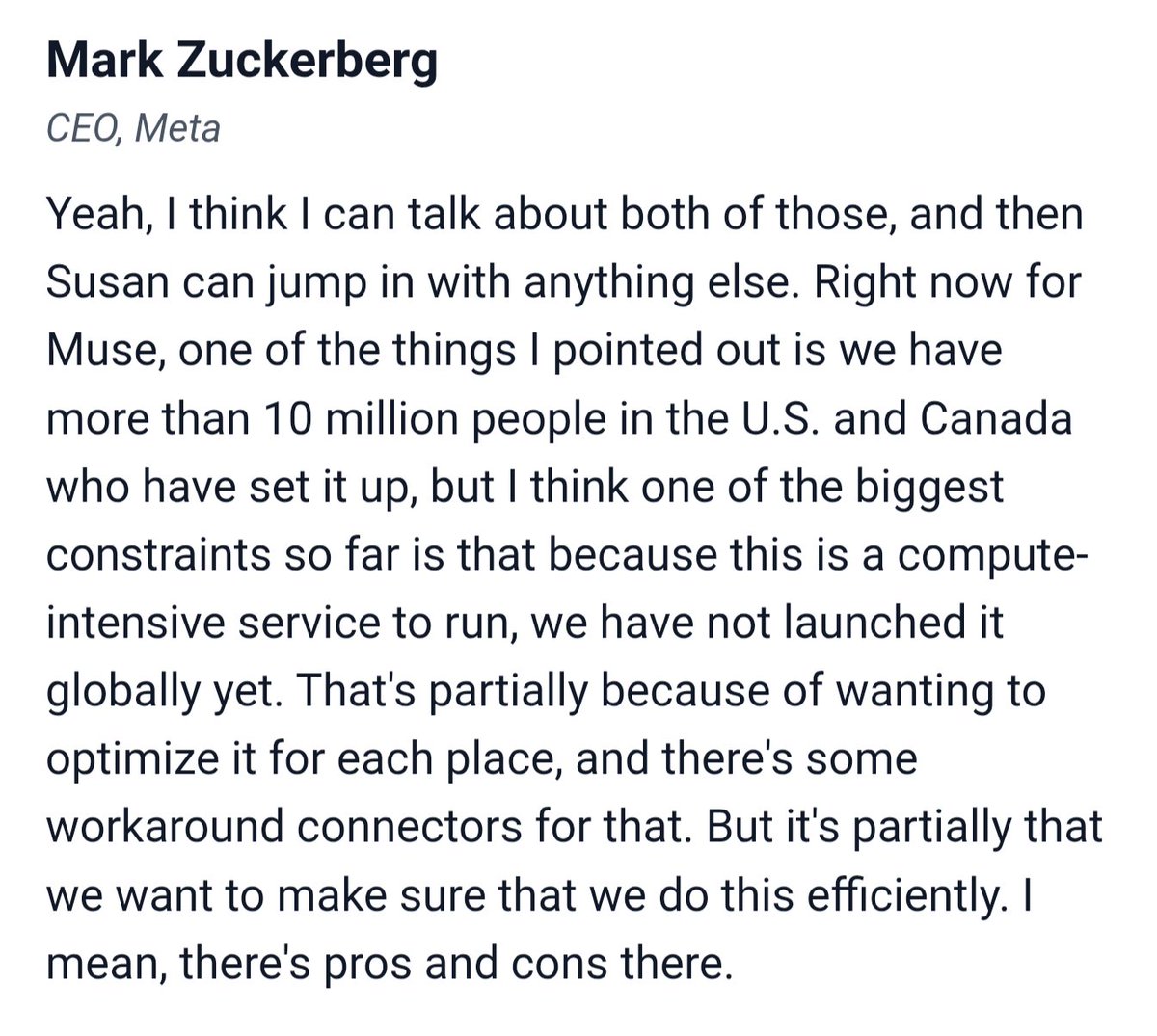 GlobalCollapse's tweet photo. @PSInvestor Not exactly what he said, he was talking about efficiency more than compute bottleneck. https://t.co/Hn5z9amBkb