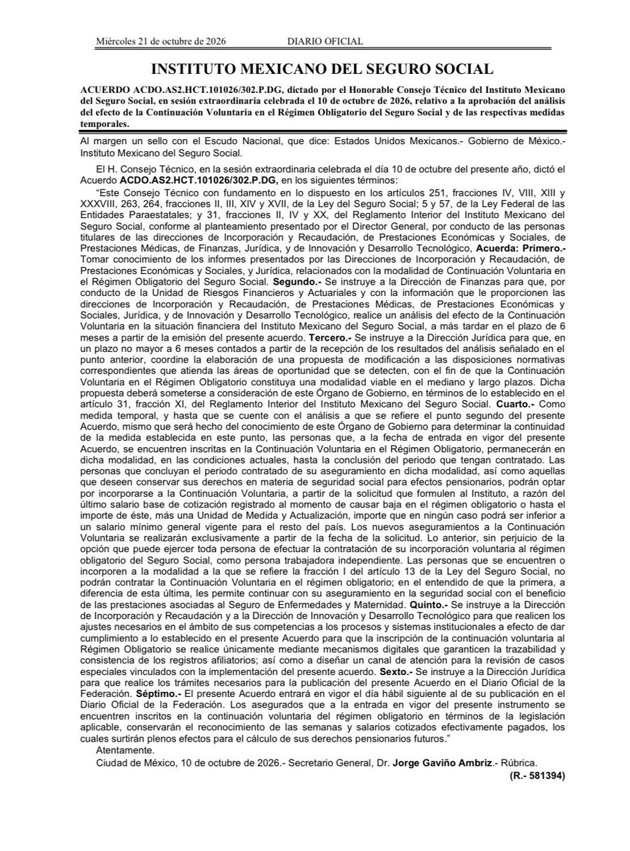 RodrguezAleman's tweet photo. ⚠️ Sin darle muchas vueltas, este acuerdo del Consejo Técnico del IMSS, grita inconstitucionalidad por todos lados.

De entrada, vulnera los principios constitucionales de reserva de ley y subordinación jerárquica. Un órgano administrativo no puede restringir un derecho establecido por el legislador ni ir más allá de la ley que aplica, punto.

Además, la ley no le otorga al Consejo Técnico facultades para regular los derechos de los asegurados. Sus atribuciones se limitan al gobierno y la administración del Instituto. #Modalidad40