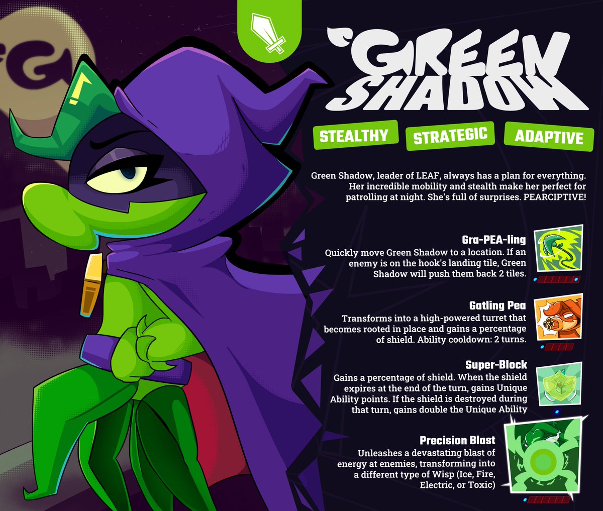 the_wiwitiki's tweet photo. I've always loved PVZ Heroes. I love the possibilities this game offers, and soon I'll be sharing some ideas for PVZ Heroes, but with the mechanics of South Park: The Fractured But Whole mixed in! Green Shadow. https://t.co/FzGze8ddGu