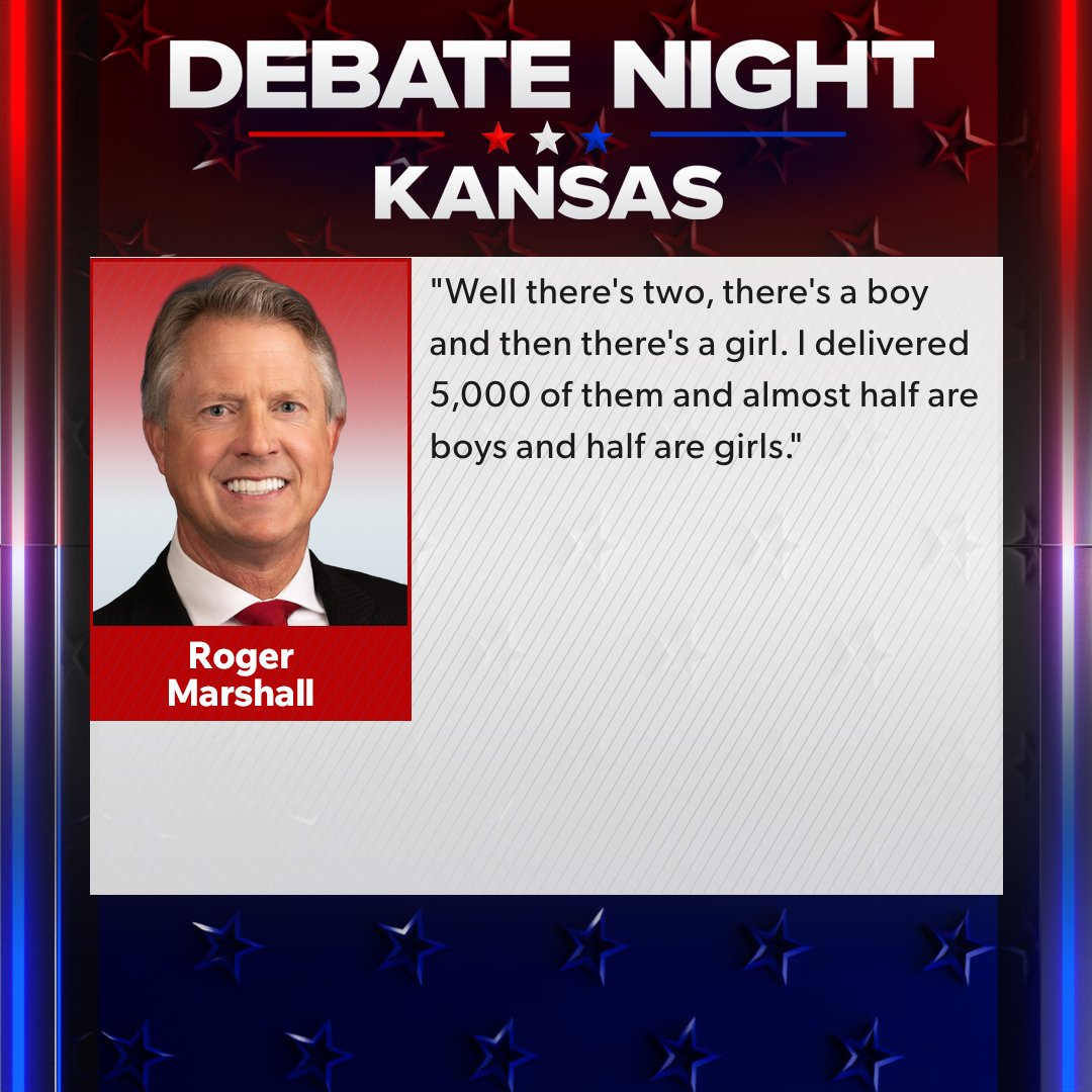 KSNNews's tweet photo. Question for both candidates: How many genders are there?
DEBATE NIGHT IN KANSAS: https://t.co/vj9ozDBdTs
#KSSenateDebate https://t.co/AtYEmPcXKb