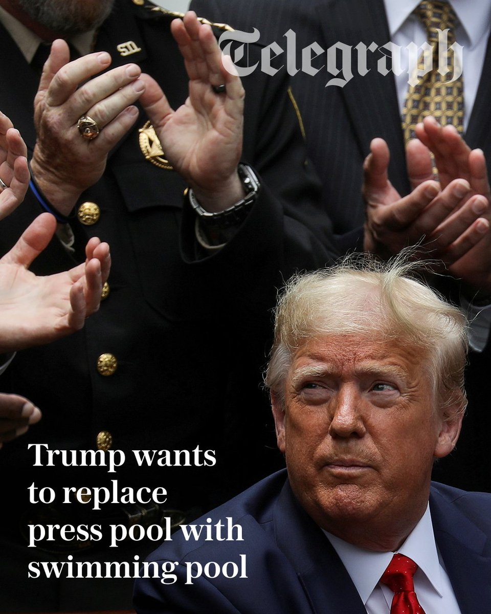 Telegraph's tweet photo. Donald Trump wants to turn the White House press briefing room into a swimming pool and kick reporters out of the West Wing.

🔗:https://t.co/IGwzJT8JVO https://t.co/DUyUTmGu6N
