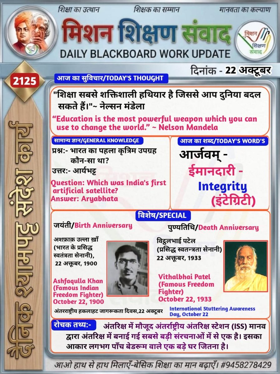 BpSingh46895365's tweet photo. मिशन शिक्षण संवाद से जुड़ें💐💐
1.आओ सीखें संस्कार 2. योगा कैसे करें ? 3. दै निक गतिविधियां 4. प्रतियोगिता की तैयारी 5. महान बिभूतियाँ 6. आज का विशेष.
#बेसिक #शिक्षा #वायरल #फॉलो #studentsuccess #स्कूल #संस्कार #मिशनशिक्षणसंवाद #dmsitapur #bsasitapur https://t.co/grKY9aX2WR