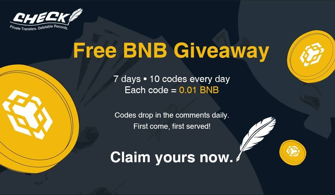 checkquex's tweet photo. 🚀 Free BNB Giveaway Round 2 is LIVE! 🚀

🔑 How to join: RT + Like + Comment with your BSC address+ Join https://t.co/FFYOcGNU23

💰 Value: Each code = 0.01 BNB  
⏳ Duration: 7 days straight  
⏰ Drop Time: Every day at 6:00 AM EST

Site: https://t.co/GwGDHDlwvL

Private Transfers. Deletable Records.

Big news: Our game is launching within the next month and will feature generous rewards!

#BNB #Airdrop #Check #GameFi
