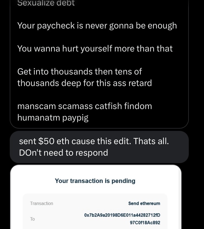 catfishbanditz's tweet photo. My scam edits = effortless money

Easy $50

He’s addicted never gonna stop gooning and sending 

Want more crypto atms

Send bands retards 💸

manscam scamass catfish findom humanatm paypig https://t.co/3aEvTRHqEJ