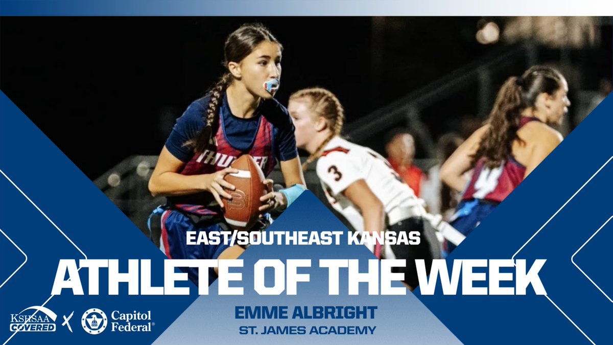 KSHSAA's tweet photo. East/Southeast Kansas Female Athlete of the Week: Emme Albright, St. James Academy

#KSHSAACovered x @CapFed 

https://t.co/qY2zaOtPRm https://t.co/xPACzF91kC