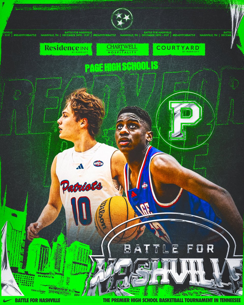 Battle_for_615's tweet photo. 𝓡𝓮𝓪𝓭𝔂 𝓯𝓸𝓻 𝓑𝓪𝓽𝓽𝓵𝓮… Page High School (@wcsPHShoops) 

We’re excited to have Page High School with us at the Battle for Nashville! Page is led by Sochi Oputa (@sochioputa2028) and Freed-Hardeman commit Owen Looney (@O_looney1)! Come check them out Dec. 28-31 at Battle Ground Academy!

#B4N #STATEment #readyforBATTLE 🎸