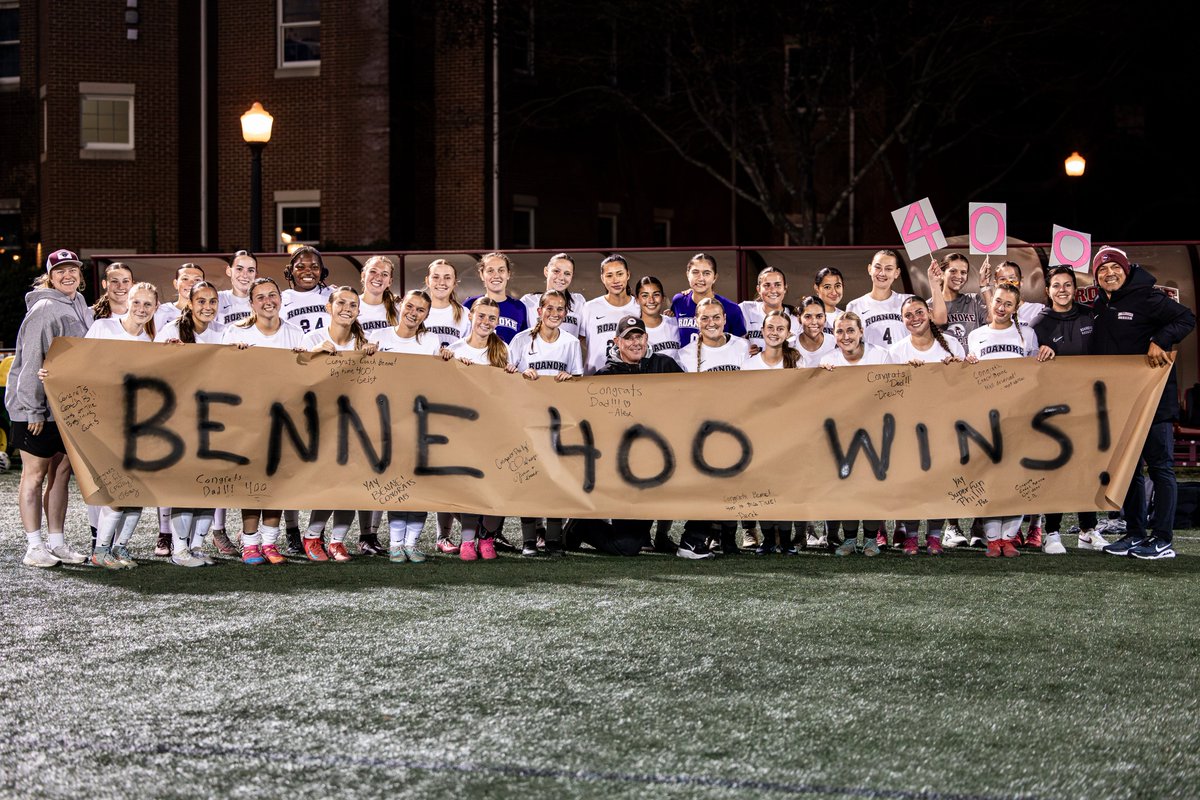 RCmaroons's tweet photo. A few images of tonight's 400th career win for RC head women's soccer coach Phil Benne. Did you know in 1998-99 this legend earned ODAC Women's Soccer and Men's Tennis Coach of the Year honors? https://t.co/R4UhzTwNWk