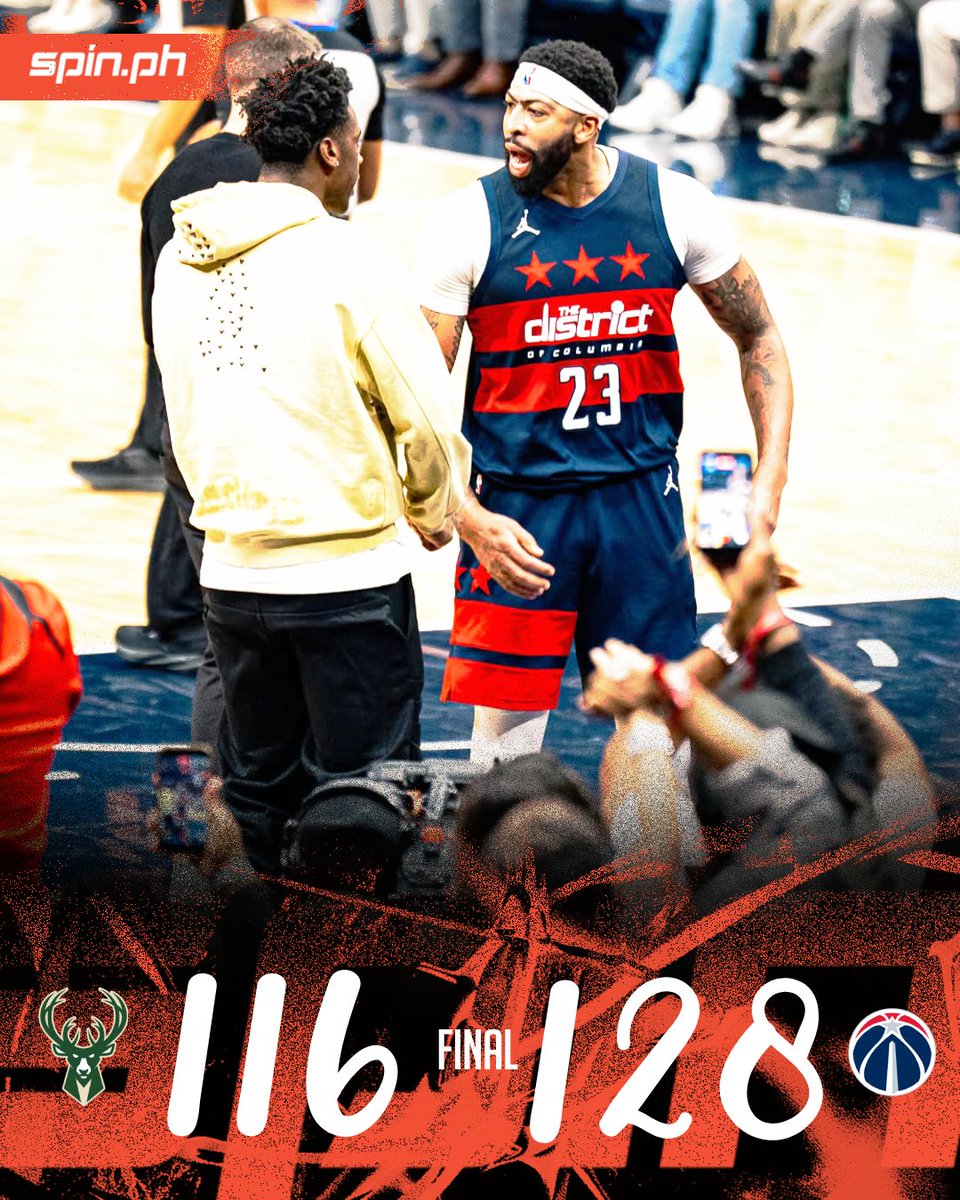 spinph's tweet photo. DON’T FORGET ABOUT AD 😤
Anthony Davis stuffs the stat sheet with 34 points, 12 rebounds, 4 assists, and 2 steals as the Wizards secure their first win of the season! #NBA #SPINScore
📸 Washington Wizards FB https://t.co/peZm7MjkkL