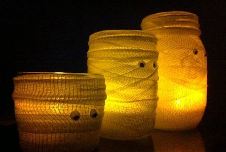CompassOKC's tweet photo. 🧟‍♀️No time to craft your own Halloween decorations this year? Make this mummified trio of votives quick, cheap &amp; easy!🎃
Use any size or shape jar you have. Wrap with gauze. Glue on some googly eyes, cut some out of construction paper, or use a sharpie. Add a tea or votive candle! https://t.co/w43oLLpsl3