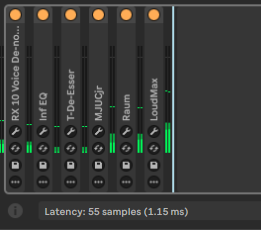 ConnectLabs_'s tweet photo. 私が使用しているRME Babyface Pro FSの場合、48kHz / 256サンプルの設定で、オーディオインターフェース自体のレイテンシーが12ms、プラグインによるレイテンシーが55サンプルとなり、最終的な遅延は約13.15msになります。
個人的には、この程度のレイテンシーであれば、特に大きな問題はないと考えています！