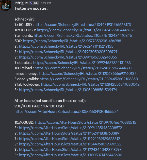 SchneckyIRL's tweet photo. 🤑About 20 Diff Giveaways being rolled in the next few hours. 

🎉All @SchneckyIRL GAs will be rolled/verified by @SchneckyVIP 

🎉All @AfterHoursSlots GSs will be rolled/verified directly by @AfterHoursSlots https://t.co/bzggLWKrXf