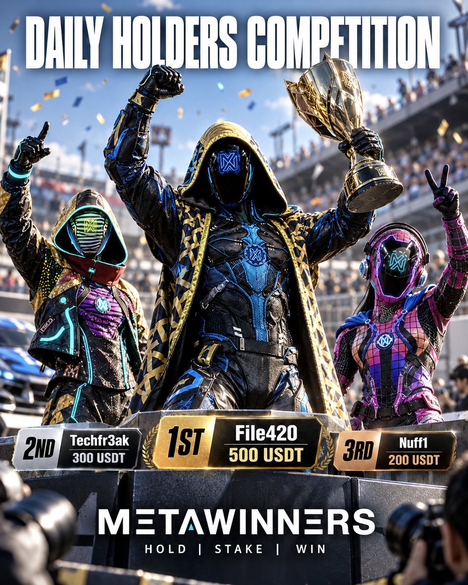 Meta_Winners's tweet photo. Trackside moment for today's Daily Holders Competition winners.

🥇 File420 - 500 USDT  
🥈 Techfr3ak - 300 USDT  
🥉 Nuff1 - 200 USDT  

Big congrats to the top 3. 🥳

Back at it tomorrow. https://t.co/JdnYoWmE3r