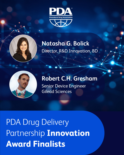 Agnes_CommComm's tweet photo. 🎉 Congratulations to @Natasha Bolick of BD and @Robert Gresham of Gilead Sciences! Their podium presentation was selected as one of three finalists for the PDA Drug Delivery Partnership Innovation Award. #BDemployee https://t.co/SwMHqWWTiB https://t.co/ytAHPcaS37