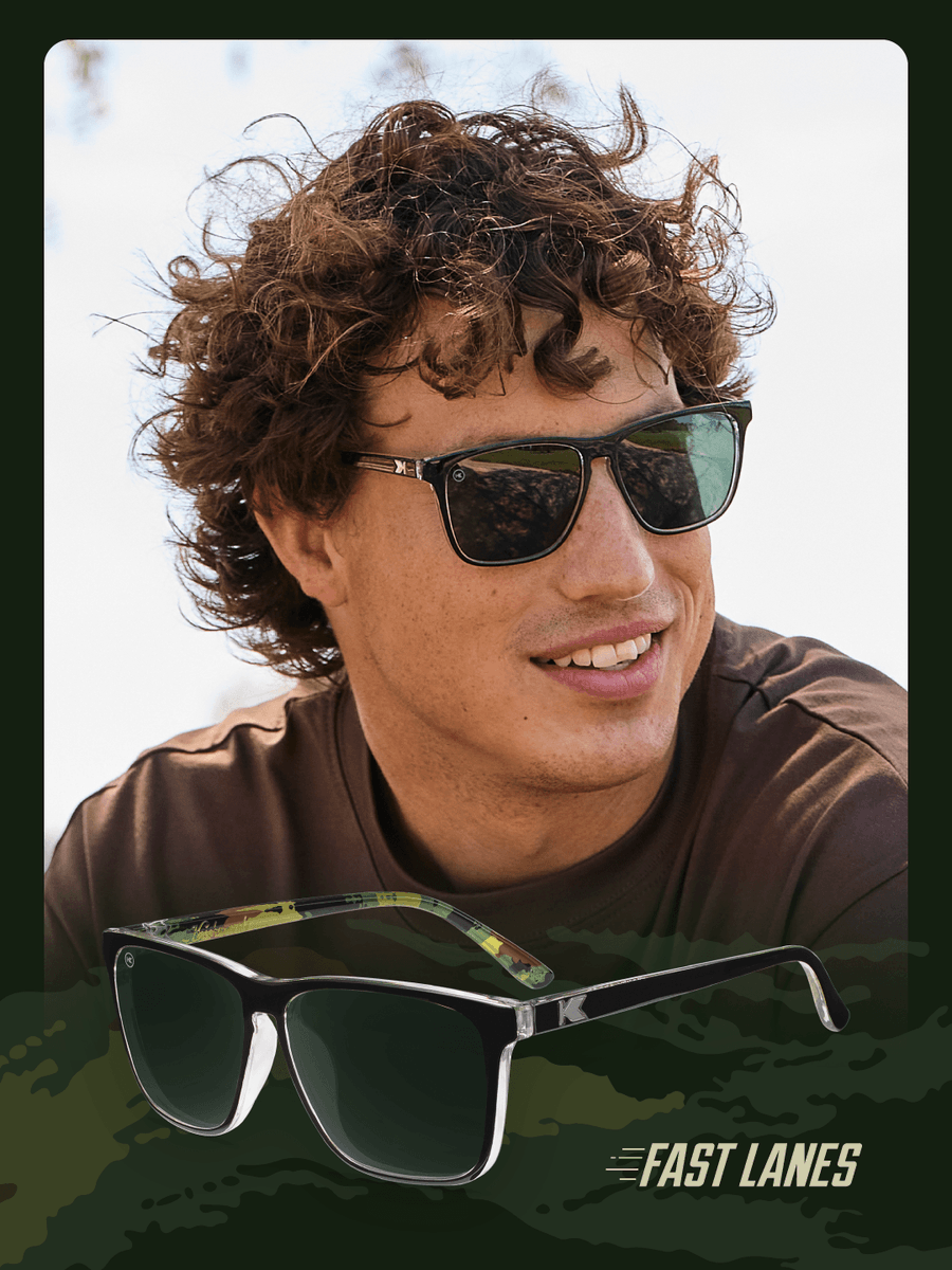 Knockaround's tweet photo. Glossy black keeps you off the radar. The camo inside is need-to-know. Covert Ops deploys on the Fort Knocks, Premiums, Torrey Pines, and Fast Lanes. $35. Grab yours: https://t.co/7QwOnfHkSM https://t.co/fzmfeI2Sxl