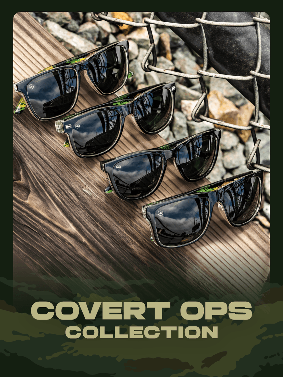 Knockaround's tweet photo. Glossy black keeps you off the radar. The camo inside is need-to-know. Covert Ops deploys on the Fort Knocks, Premiums, Torrey Pines, and Fast Lanes. $35. Grab yours: https://t.co/7QwOnfHkSM https://t.co/fzmfeI2Sxl