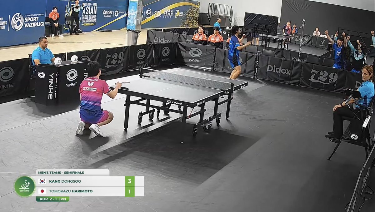 ChoAllez's tweet photo. Park Gyuhyeon (n°80) bat Matsushima.
Kang Dongsoo (n°158) bat Harimoto.

Et la Corée du Sud ÉLIMINE le Japon en demi-finale des Championnats d’Asie ! 😨 https://t.co/MC9N5l7g8g
