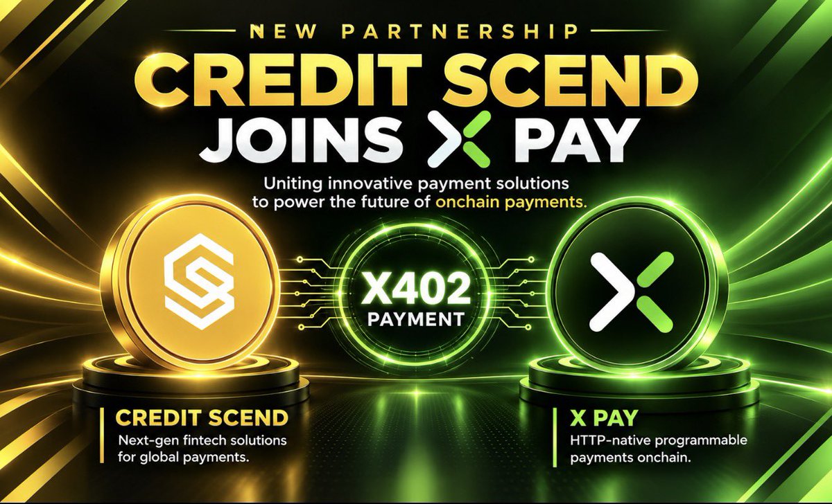 XPay_llc's tweet photo. 🚀 Excited to welcome Credit Scend to the X Pay ecosystem!

Together, we’re building the future of programmable payments and bringing seamless onchain payment infrastructure to more users and businesses.

Welcome to X Pay, Credit Scend! 🤝

Follow them: @credit_scend⁠

#XPay #CreditScend #Crypto #Web3 #Payments