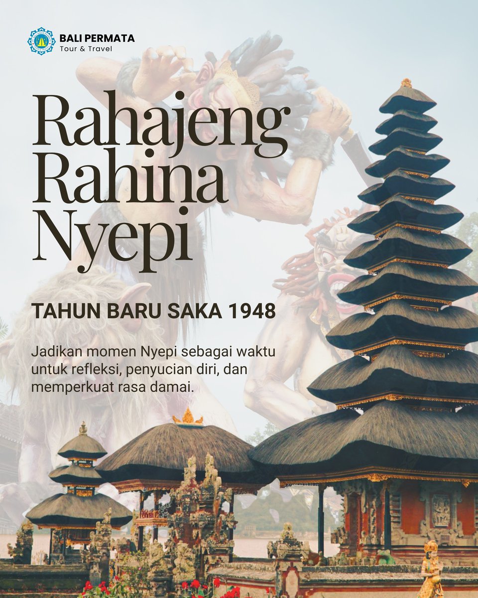 quiiendice's tweet photo. Selamat Hari Raya Nyepi. Semoga keheningan membawa ketenangan, pikiran menjadi jernih, dan hati dipenuhi kedamaian. Mari merenung dan membuka lembaran baru yang lebih baik. Salam hangat, Bali Permata Tour. https://t.co/NaeIAPiicr