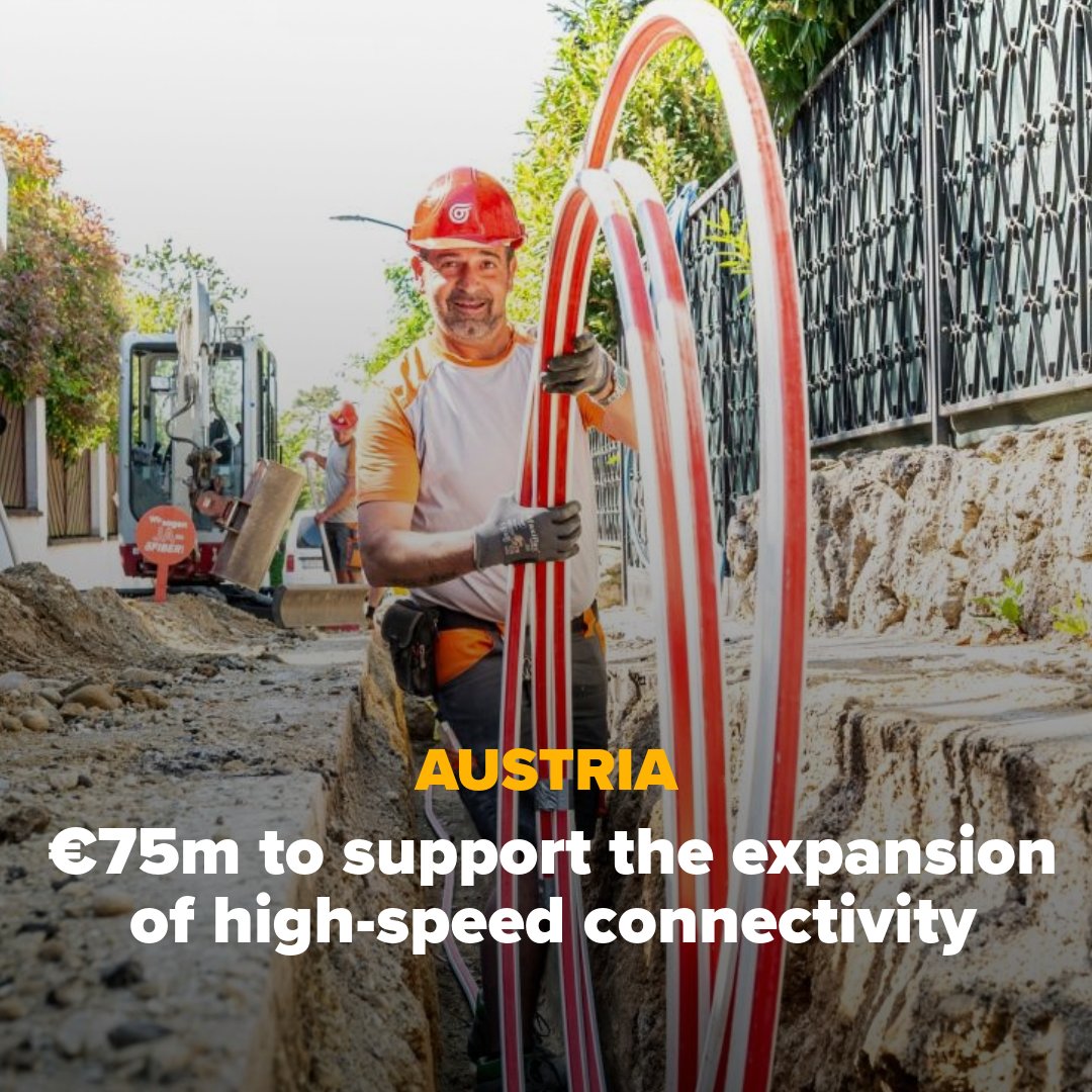 EIB's tweet photo. We’re providing €75m to Austrian fibre provider öGIG to expand high-speed connectivity across 6 states, focusing on rural areas.

Backed by #InvestEU, our financing will bridge the digital divide and connect people &amp; businesses to Europe’s digital future👉https://t.co/wb1YfWOQV7 https://t.co/NVis0ZmPVQ