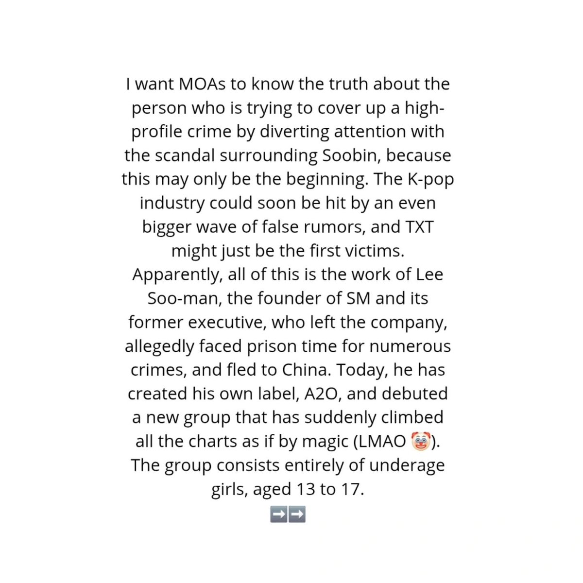 Moarashu's tweet photo. #MOAs, spread it everywhere and let the whole world know. 

Our artists are in serious danger AND TXT are the early victims. Please it will escalate fastly if we do not protect them a much as we can since Bighit won't maybe any moves. 

@BIGHIT_MUSIC #PROTECTTXT https://t.co/6nyUYOmQUv