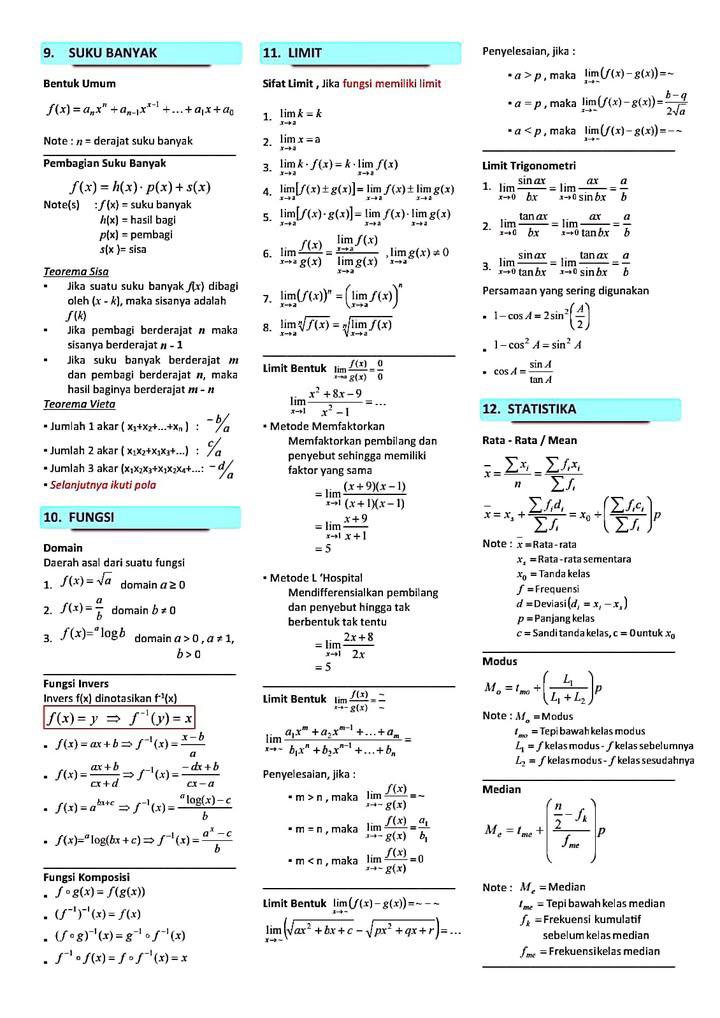 nalibelajar's tweet photo. Kumpulan Rumus Matematika https://t.co/G34T90kxaJ