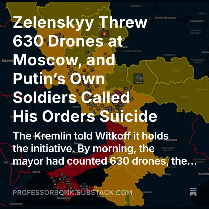 actfast's tweet photo. Moscow's four airports went dark after 630 Ukrainian drones struck.

The same day, Putin's army group claimed that its line is narrowing, but 100 families wrote that their regiment is being exterminated, & 8 regions cut the price of a dead soldier. 🇺🇦⬇️🎧
https://t.co/U31UiMnLG5