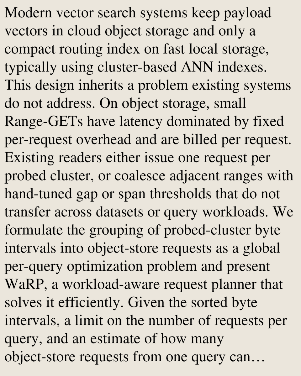 UFCS's tweet photo. WaRP: Workload-Aware Request Planning for Vector Retrieval on Object Storage

Ruipeng Wan, Xinyu Zeng, Yiming Qiao, Huanchen Zhang
https://t.co/igGHQ4L2zR [𝚌𝚜.𝙳𝙱] https://t.co/o6qiOutZG5