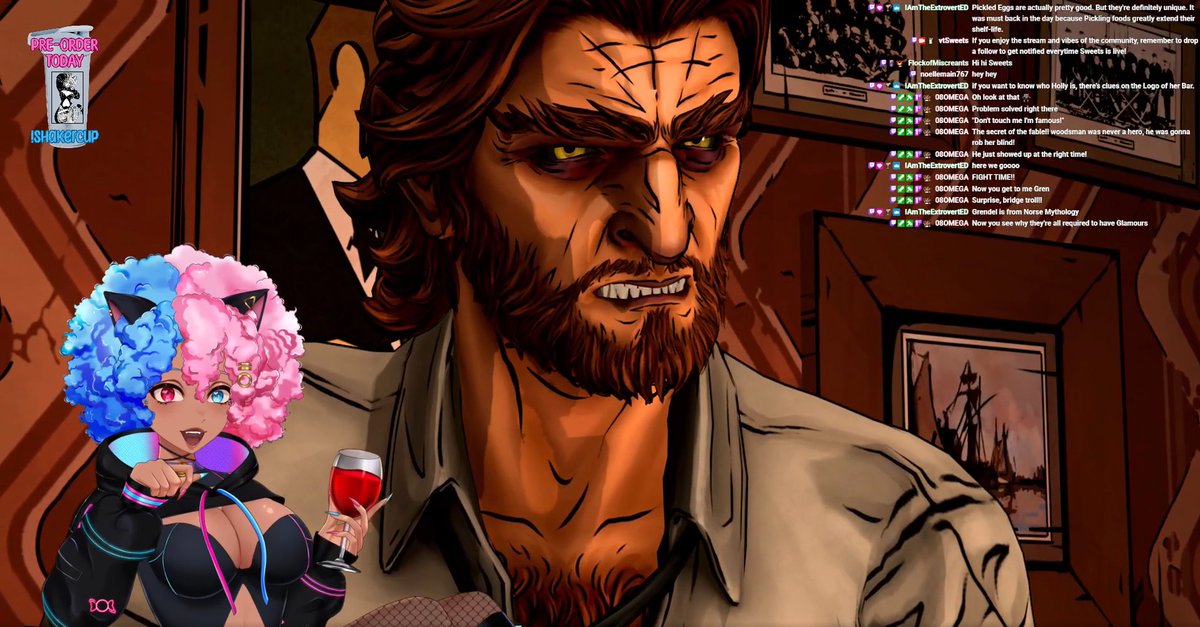 VTuberSweets's tweet photo. I was introduced to Bigby last night in the demo for The Wolf Among Us Remastered. 

I think this reaction says it all.

Super excited to play it next week on release! https://t.co/TOQT3IoGOf