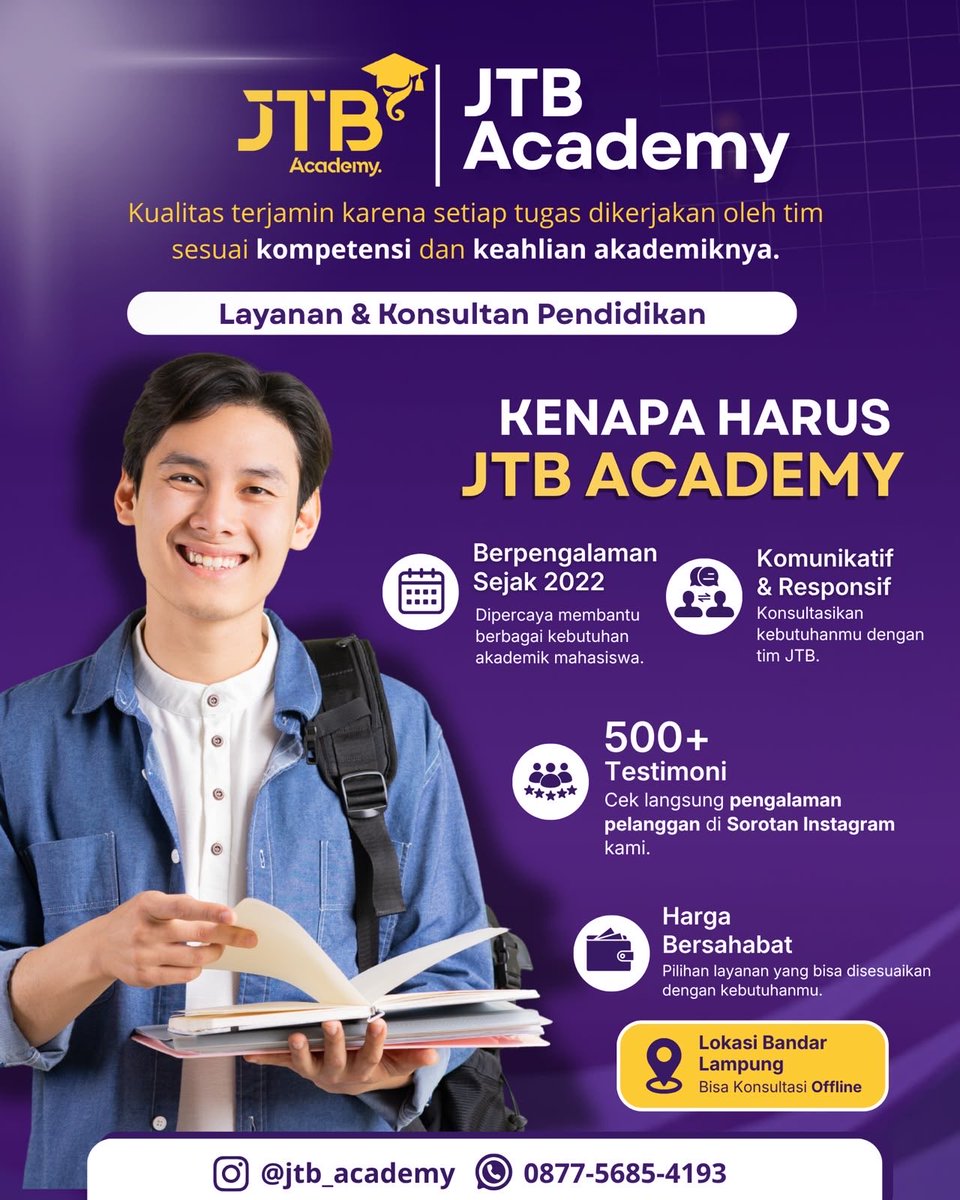 Kingo_id's tweet photo. Manusia punya batas kesabaran, tapi tugas punya batas pengumpulan 😭💀

Belum selesai satu, udah muncul tiga. Ini tugas apa cicilan?! 🤡

Yuk, kenalan sama JTB Academy 📚✨
Teman konsultasi untuk berbagai kebutuhan tugasmu!

📲 https://t.co/WchVvRv57w

#joki #zonauangㅤ #joki https://t.co/46R3PQIf3B