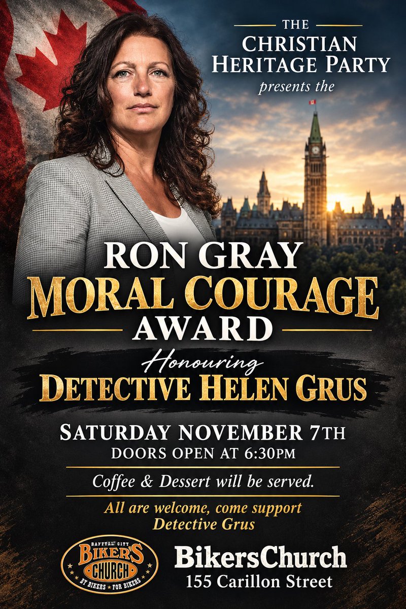 DonaldBestCA's tweet photo. 🚨Detective Helen Grus to receive the Ron Gray Moral Courage Award

On Sat, Nov. 7, the Christian Heritage Party will present the Ron Gray Moral Courage Award to @OttawaPolice Detective Helen Grus, at Bikers Church, 155 Carillon Street, Ottawa. Doors open 6:30 pm. All welcome.

Detective Helen Grus

In January 2022, Detective Grus uncovered an unusual cluster of infant deaths and asked questions that pointed to powerful interests. For doing her job, she is now being prosecuted in Canada’s longest and most costly police disciplinary hearing.

Grus, a veteran investigator in the Sexual Assault and Child Abuse Unit, was convicted of Discreditable Conduct under Ontario’s Police Services Act on March 25, 2025. The Ottawa Police stopped her investigation into the infant deaths, causing famed New York Police Detective Frank Serpico to declare a cover-up and comment...

“Incompetence or criminality will go to any length not to be exposed even at the cost of innocent infant lives.”

Incredibly, internal Tribunal Officer Chris Renwick found that Detective Grus should have asked for permission before initiating an investigation into the unusual cluster of infant deaths – due to the “political and societal ramifications” of her inquiries, and because she was investigating “public officials”.

The written decision eliminates the right and duty of Canadian police officers to conduct investigations without political interference, or to investigate public officials or politicians without prior permission from above.

If allowed to stand, the Grus decision will undermine public confidence in the independence of police investigations, and cause serving police officers to look the other way when they suspect wrongdoing by ‘public officials’ or see possible crimes that have ‘political ramifications.’

After refusing to allow the defence to present any expert witnesses, (there were five: three doctors, a lawyer, and a retired Ottawa Police Sgt. Major who literally wrote the rules on police ethics and duty) Renwick sentenced Detective Grus to a two-year demotion. Her lawyer, Bath-Sheba van den Berg, is appealing both the finding and the penalty to the Ontario Police Arbitration and Adjudication Commission.

For more information and to view the documentary Silencing Detective Grus, visit the Grus Justice Project. 

Link in the replies.

Please repost this.
