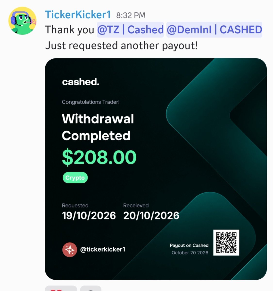 TheBrightVault's tweet photo. 💚 @cashedfun Payout Update!

All Cashed payouts are expected to be cleared tomorrow! 💸

🔥 Grab your account today with a 10% discount using my BRIGHT code!

My own payout approval time is also getting closer. 👀 Soon, we’ll see how it goes!

Stay tuned! 💚 https://t.co/ncBe854R9i