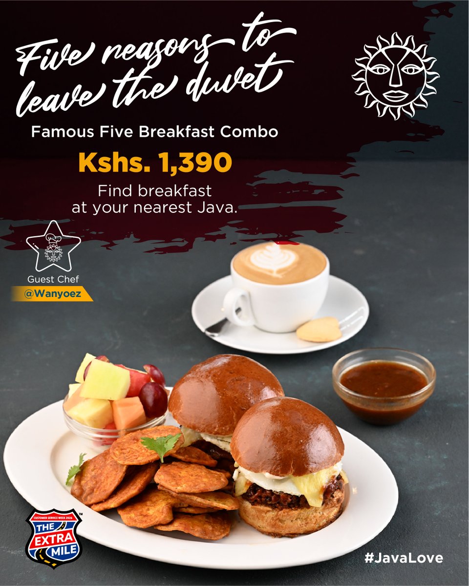 javahouseafrica's tweet photo. Two beef sliders with cheddar and eggs, crispy nduma bhajia, tamarind dip, fruit salad, plus your choice of a hot drink or small juice. Five good reasons to get out of bed. The sixth is that someone else is doing the dishes. Find breakfast at your nearest Java. #JavaLove https://t.co/XsmJOeapq1