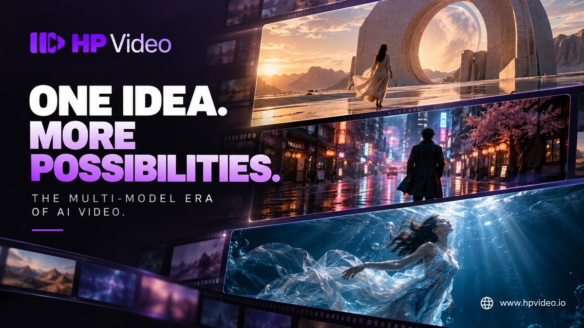 HPVideoAI's tweet photo. AI video is moving beyond short clips. ๐ฌ
With new models pushing toward complete video production, one question matters: why limit creators to one model?
Explore multi-model AI video with HPVIDEO.
#AIVideo #GenerativeAI #MultiModelAI #Web3AI #HPVIDEO https://t.co/I6Hq3lMkRo