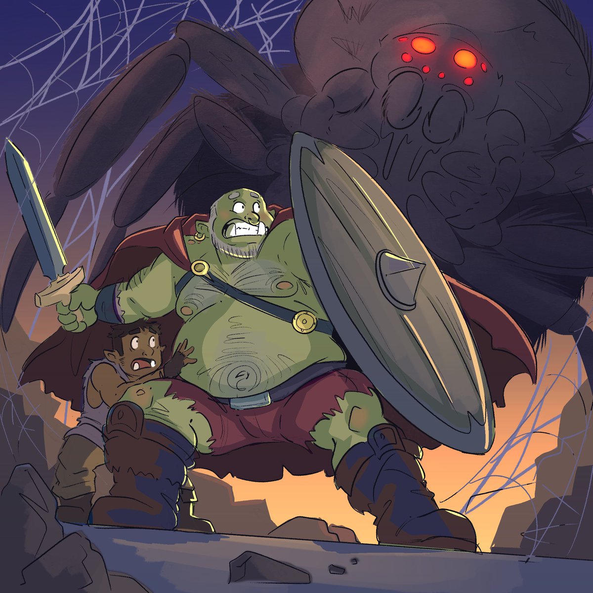 Johnny__Wire's tweet photo. Day 21 — HERO 🕷️⚔️
Turns out his fear of spiders was justified after all.
#Orctober #Inktober2026 #Hero #OrcArt #BaraArt #GayArt #FantasyArt #DigitalArt https://t.co/N8eJ6awwuz