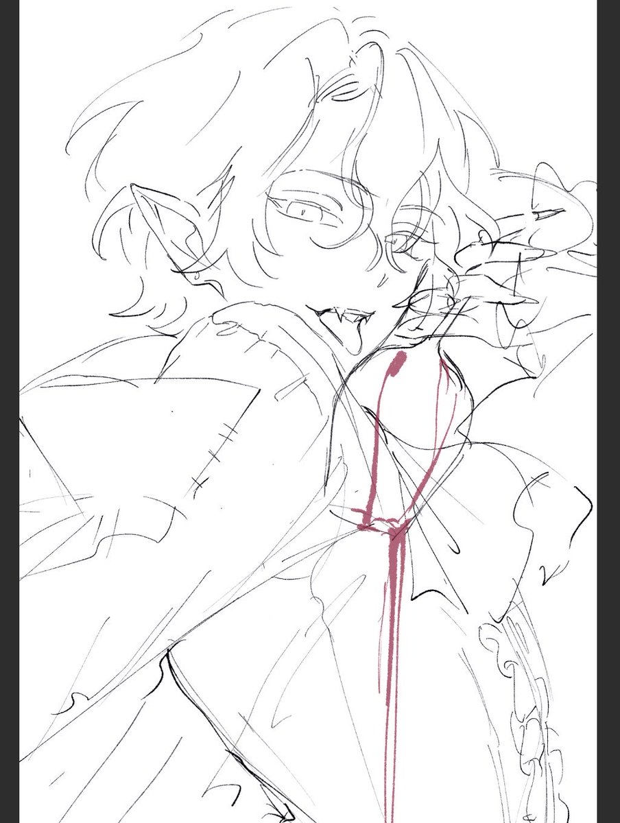 b_by_1's tweet photo. 吸血鬼描いてたことあって草、時間あれば衣装変えて綺麗にしたい… https://t.co/sd2AMe1Pdg