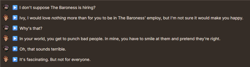 denpajesus's tweet photo. i think one of my fav things abt doorman is how his character isnt reduced to "i am a god cosplaying a pitiful mortal" but he is also shown to be friends or at least vibe with a good amount of the roster from the game, i am especially fond of how kind and friendly he is with ivy https://t.co/VFJTVYuAWY