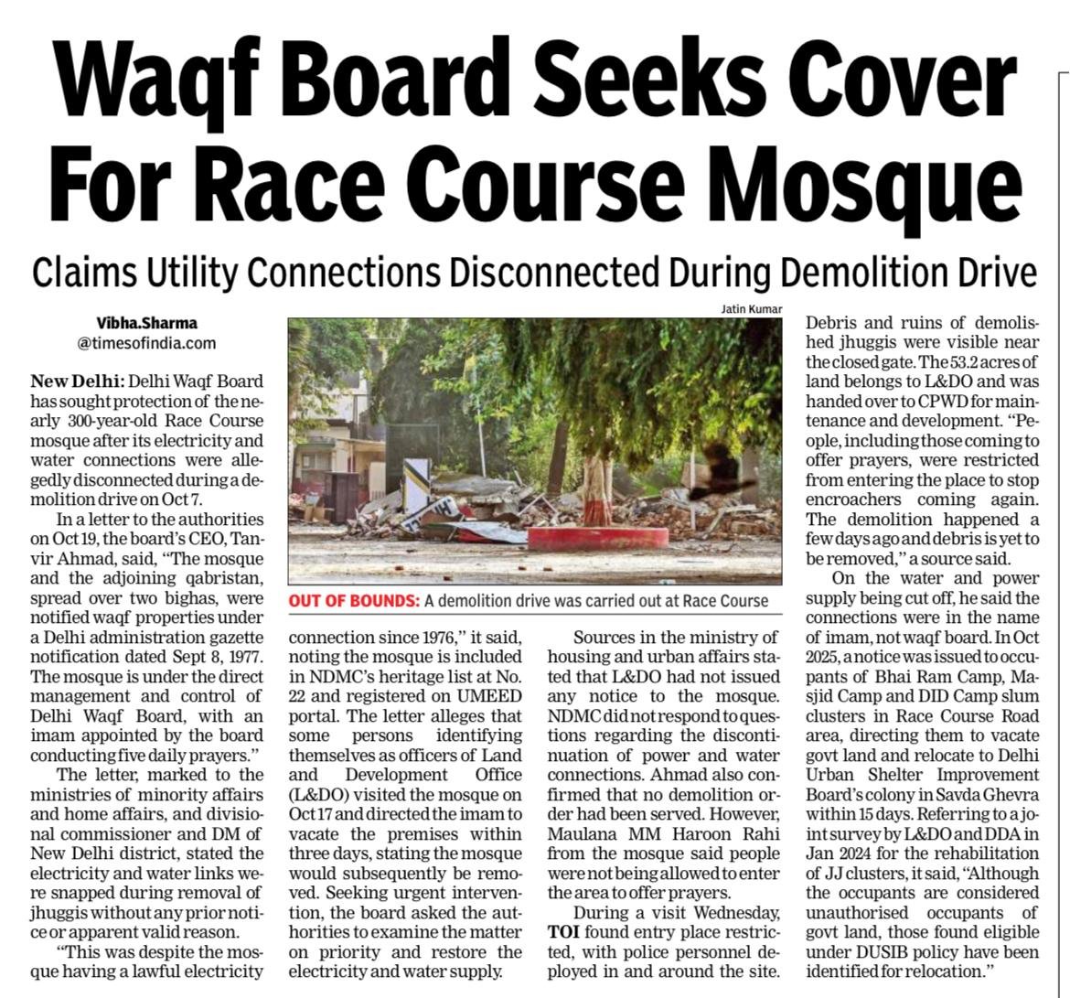 SushantSin's tweet photo. The sheer symbolism of a historic mosque near Modi's official residence being targeted like this. https://t.co/BsZfxihEsR