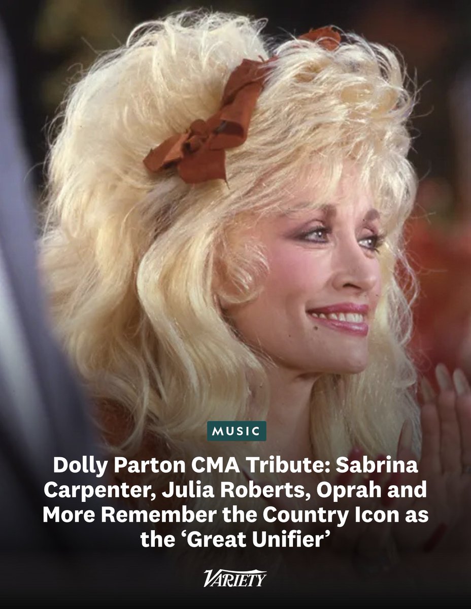 Variety's tweet photo. Sabrina Carpenter remembered Dolly Parton as "one of the only people" who everyone "could universally agree on" in her tribute to the late icon:  

“She meant kindness, joy, quick comebacks, rhinestones, big hair, family, radiance, and love," said Carpenter. "I think Dolly was one of the only people on planet Earth that everyone could universally agree on, which I think is very special in any artist. But there’s nobody like Dolly.”

https://t.co/hkIX1pgmvo